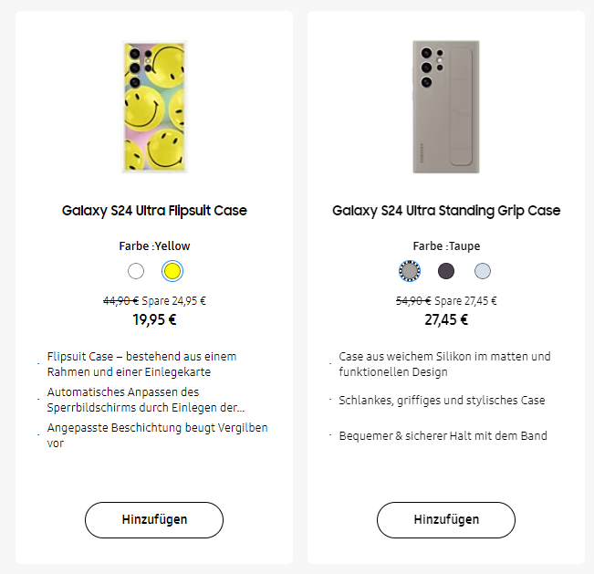Zubehör - Taschen und Hüllen für das Galaxy S24 Ultra (Samsung