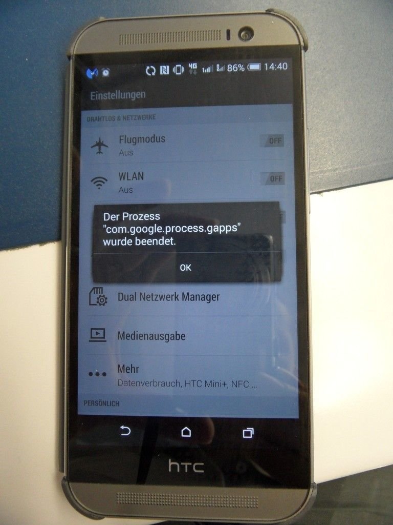 Htc One M8 Dual Com Android Phone Wurde Unerwartet Gestoppt Und