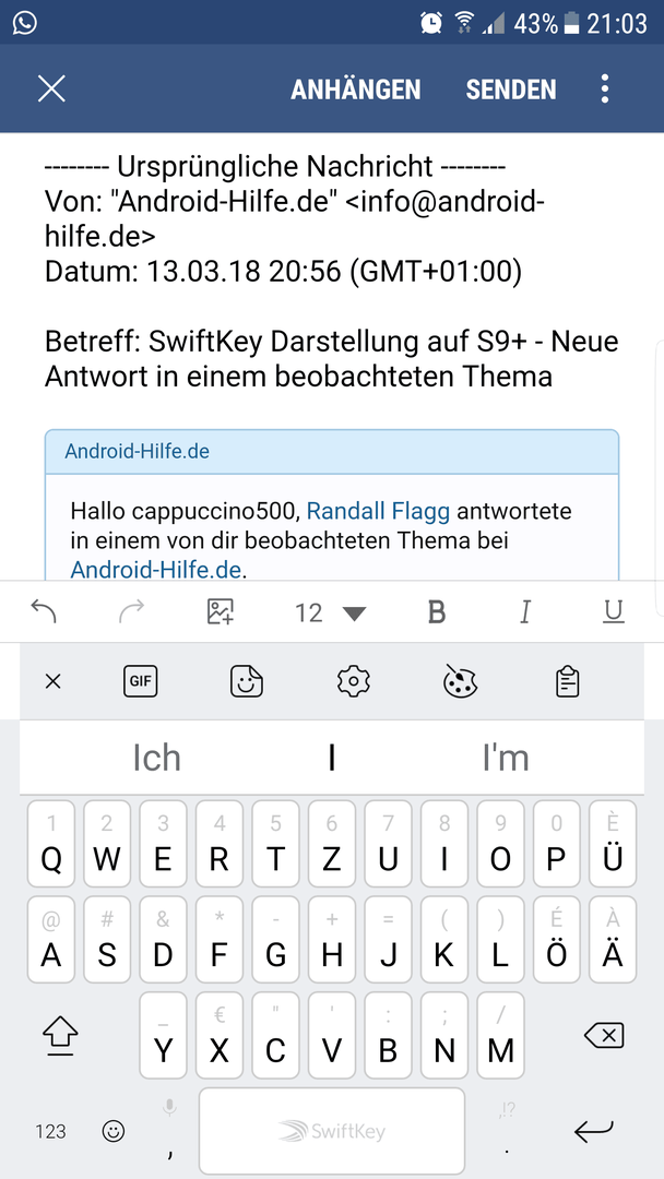 Swiftkey Darstellung Auf S9 Android Hilfe De