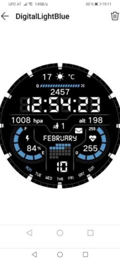 Digital light blue watch face huawei deals