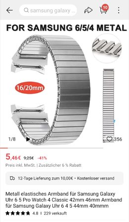 Metall elastisches Armband für Galaxy Watch 6.jpg