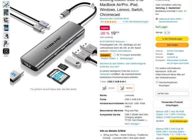 Screenshot 2023-08-31 at 17-10-21 Lemorele USB C Hub – Docking Station 8 in 1 Aluminiumschale ...png