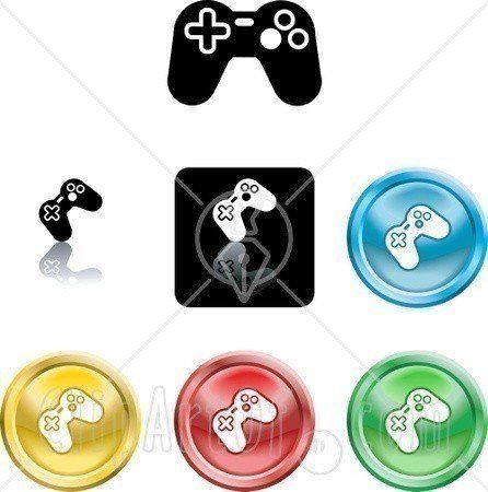 19763-Clipart-Illustration-Of-A-Collection-Of-Different-Colored-Video-Game-Controller-Icon-Butto.jp
