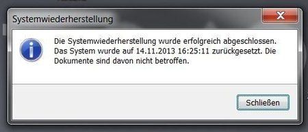 Sysytemwiederherstellungspunkt 2. Versuch möglich. Nach Installation von Treibern etc. fürs neue.JP