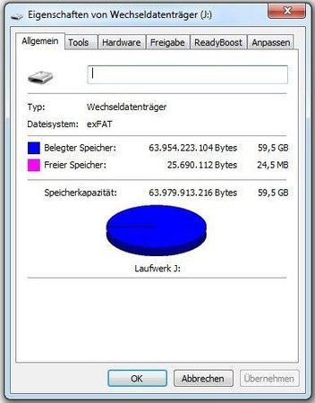 Wie voll ist die Samsung Pro 64GB nach Testende 19min 18 sec..jpg