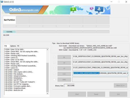 Odin Flashvorgang hängt bei Set Partition.JPG