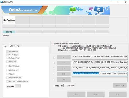 Odin Flashvorgang hängt bei Set Partition - Options.JPG