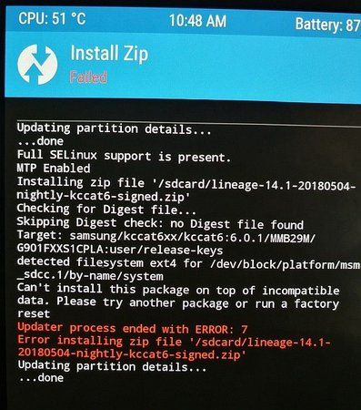 S5 Plus Lineage TWRP Fehler.jpg