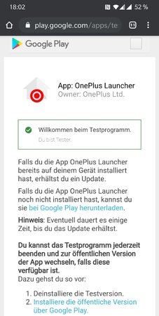Beta-Version des OnePlus Launcher Anmeldung.jpeg