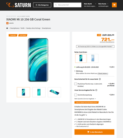 18.August XIAOMI Mi 10 256 GB Coral Green Smartphone 256 - kaufen SATURN.png