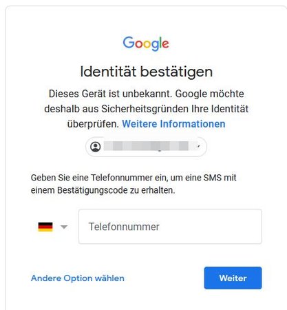 4. Google verlangt nach Codeeingabe noch SMS schicken zu können - andere Option wird nicht akz...jpg