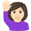 Handhebende Frau: heller Hautton :woman_raising_hand_tone1: 🙋🏻♀️
